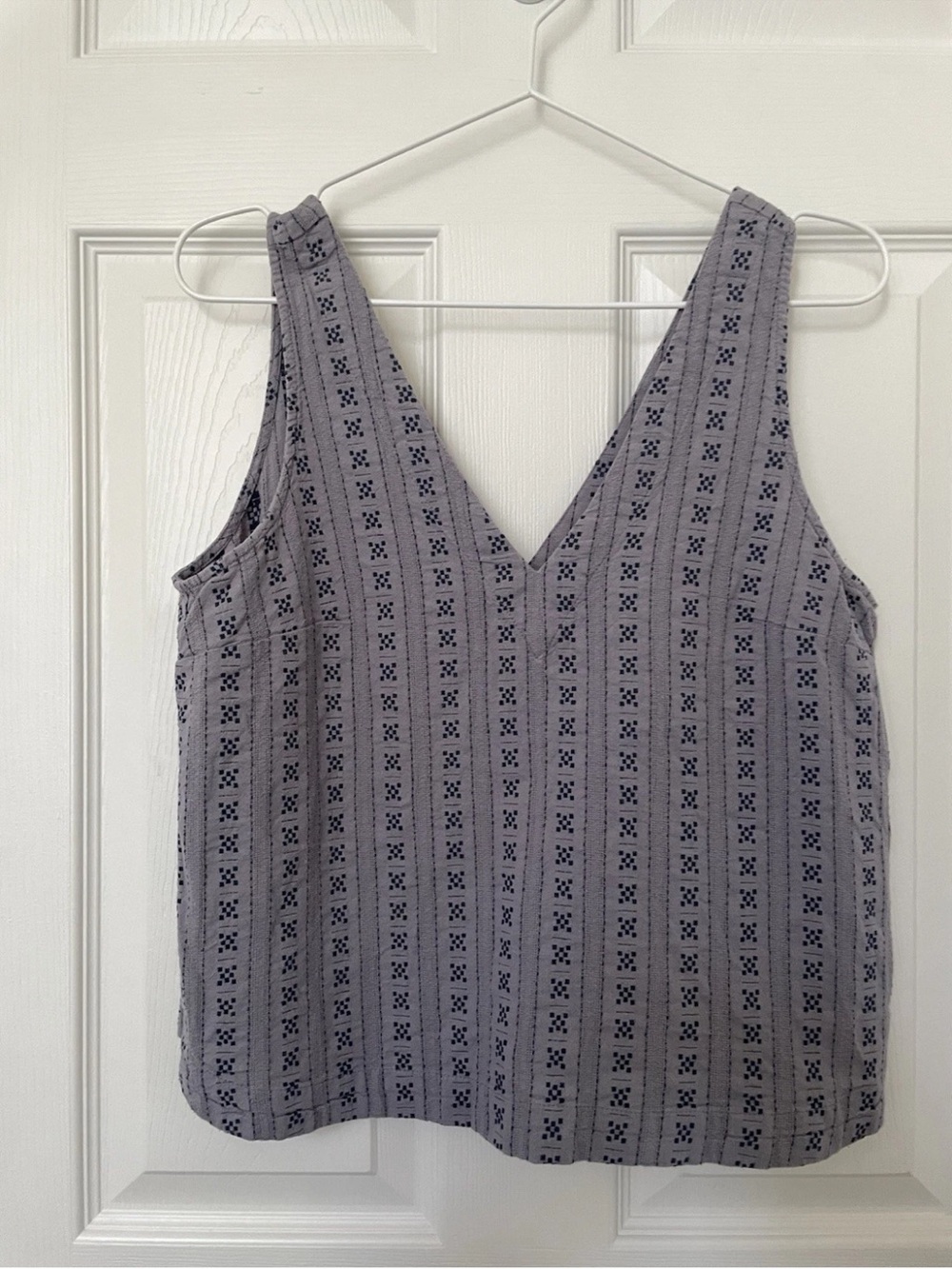 Madewell Gray Eyelet V-Neck Tank